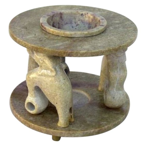 Soapstone Oil Burner, 3 Circus Elephants, 5"