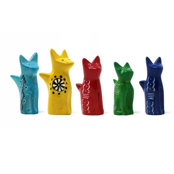 Soapstone Tiny Sitting Cats Assorted Pack of 5 Colors
