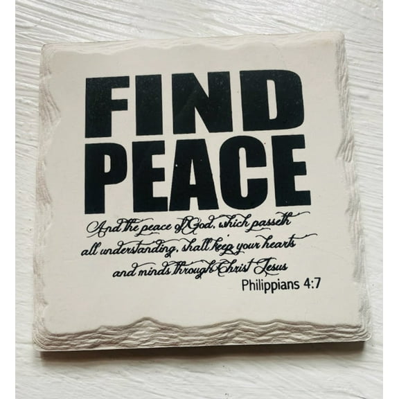 Soar Couture Scripture Collection Find Peace Square Ceramic Coaster 4x4