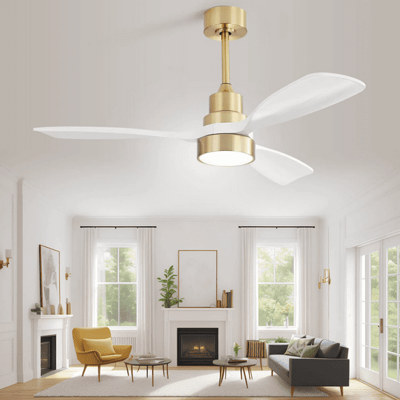 Soar Dream 48 inch Indoor Ceiling Fan Lighting with 3-Colors Dimmable and Timer Gold White