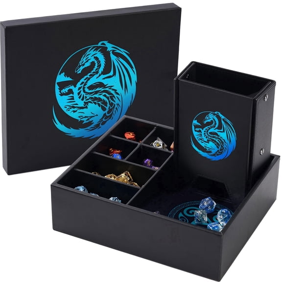 Dice Tray and Dice Tower for DND and RPG - All-in-One Game Roamer Tray & Large Tower - Stores Your Dice Sets, Mini's and More Compatible with D&D Gift Accessories