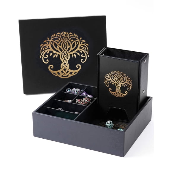 Soar Forge Dice Tray and Dice Tower, Gold Tree, All-in-One Game Roamer Tray and Large Tower for DND and RPG