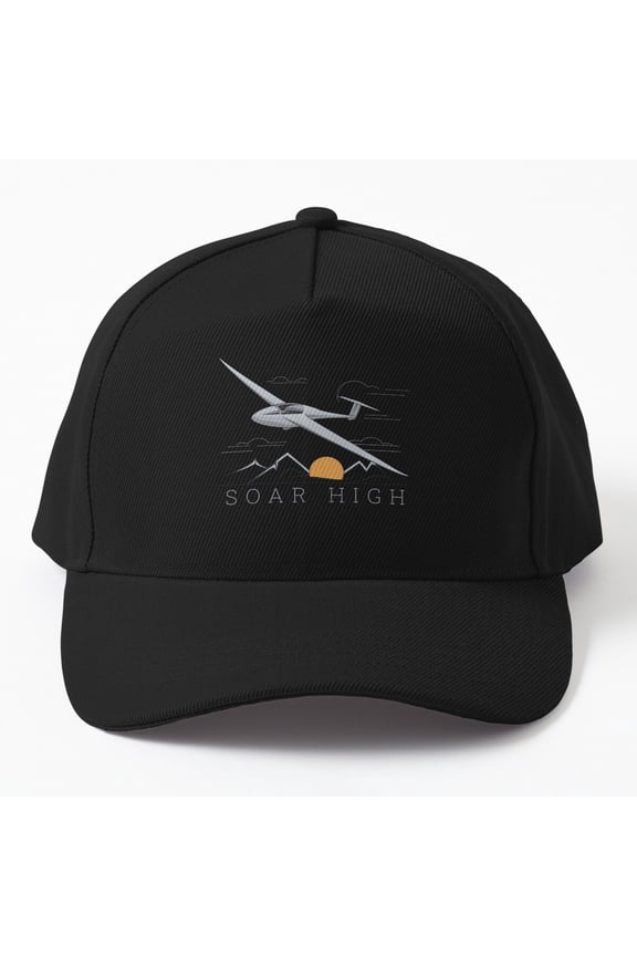 Soar High Glider Pilot Baseball Cap, Sailplane Aviation Adventure Graphic Design, Classic Hat