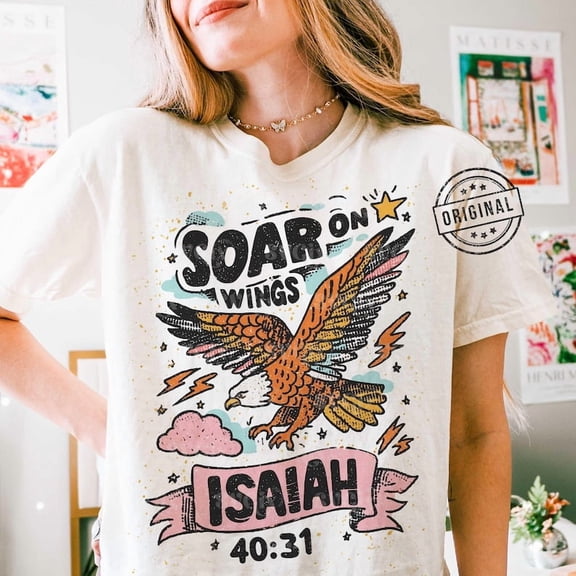 Soar On Wings Shirt, Isaiah 40 31 Shirt, Soaring Eagle Shirt, Eagle Flying Shirt, Bible Verse Shirt, Bible Quote Shirt, Retro Christian Shirt