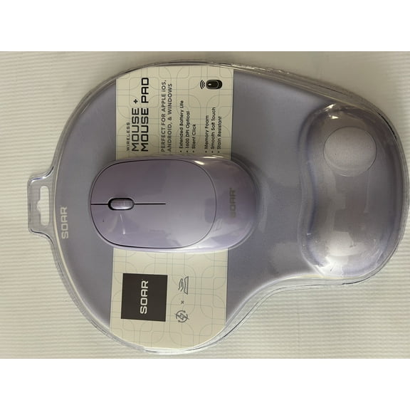 Soar Silent Click Wireless Mouse and Mouse Pad - Lavender
