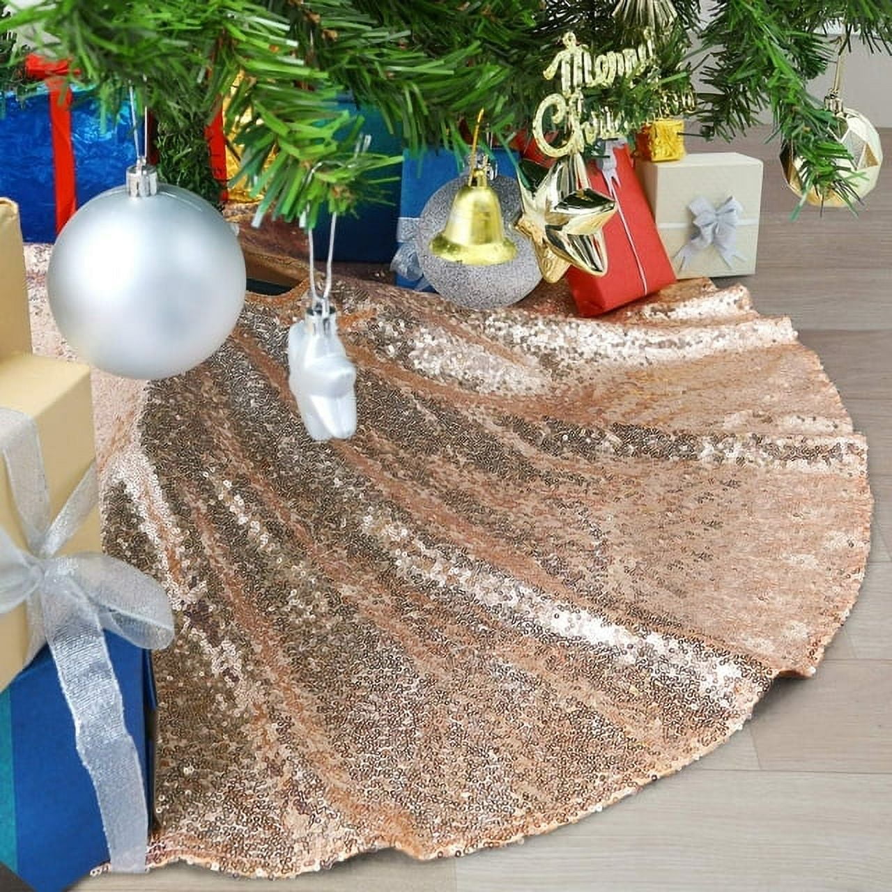 Gold sequin christmas tree skirt best sale