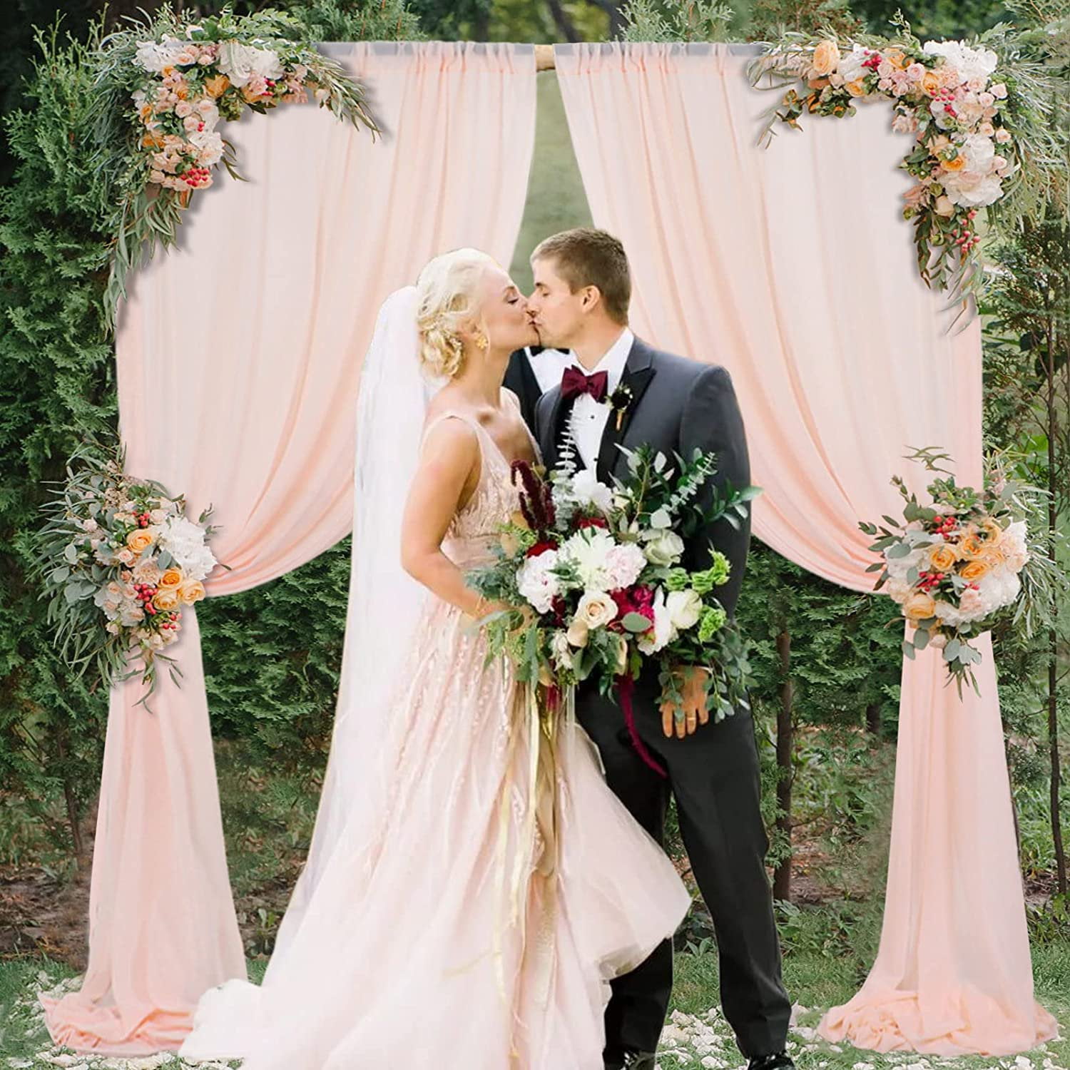 Green Screen Ivory Backdrop Curtains 10x10ft - 2 Panel Wrinkle-Free Fabric  For Weddings, Parties \u0026 Photography Background, image size:1500x1500