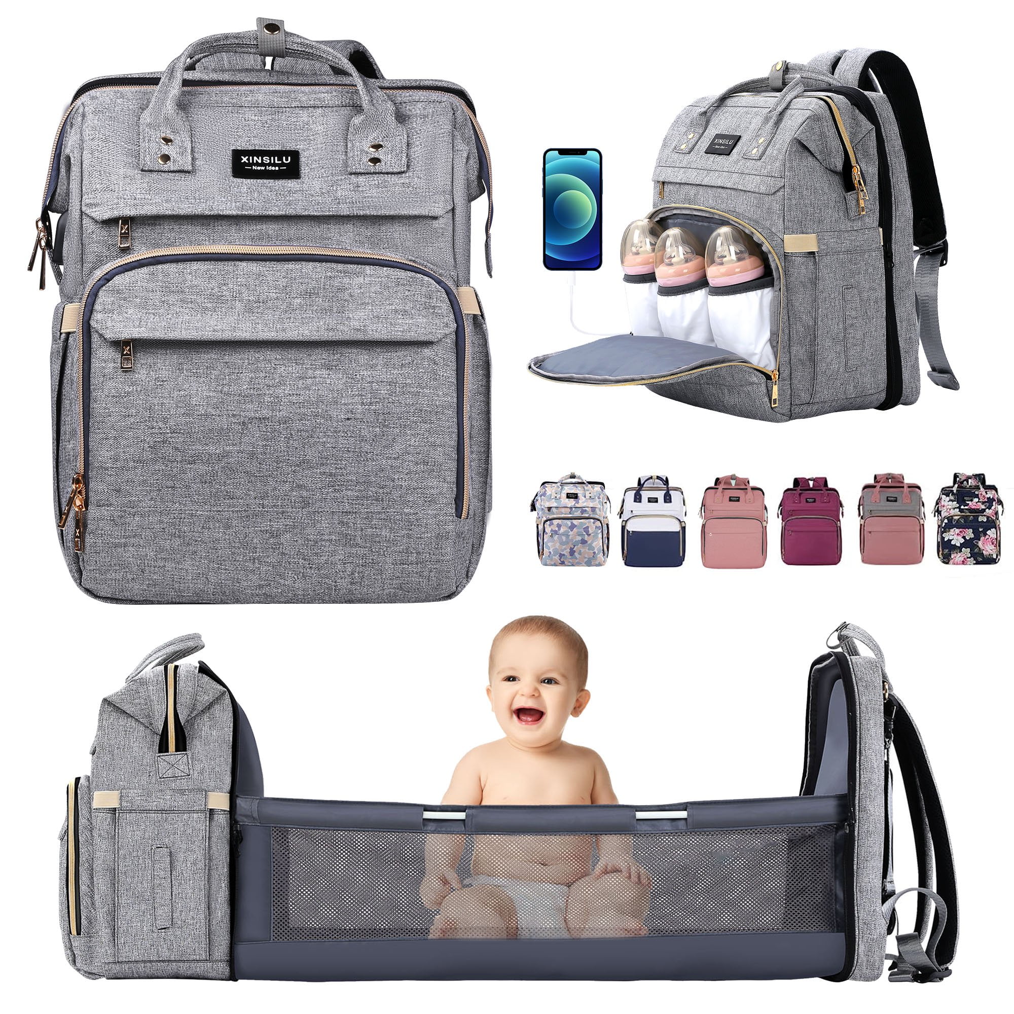 SoarDream Diaper Bag with Changing Table-Travel Backpack, Storage ...