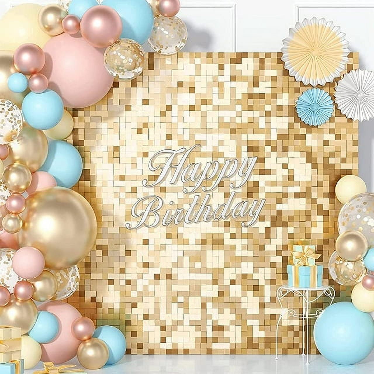 SoarDream Gold Shimmer Wall Backdrop, 30PCS Sequins Panels for Birthday ...
