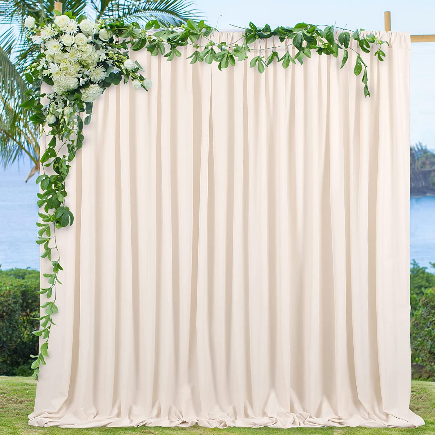 Ivory 5ft x 10ft Polyester Wedding Backdrop Curtains
