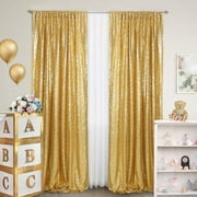 SoarDream Sequin Backdrop Curtains 2 Panels 2FTx8FT Gold Sequin Photo Backdrop for Wedding Party Stage Decorations
