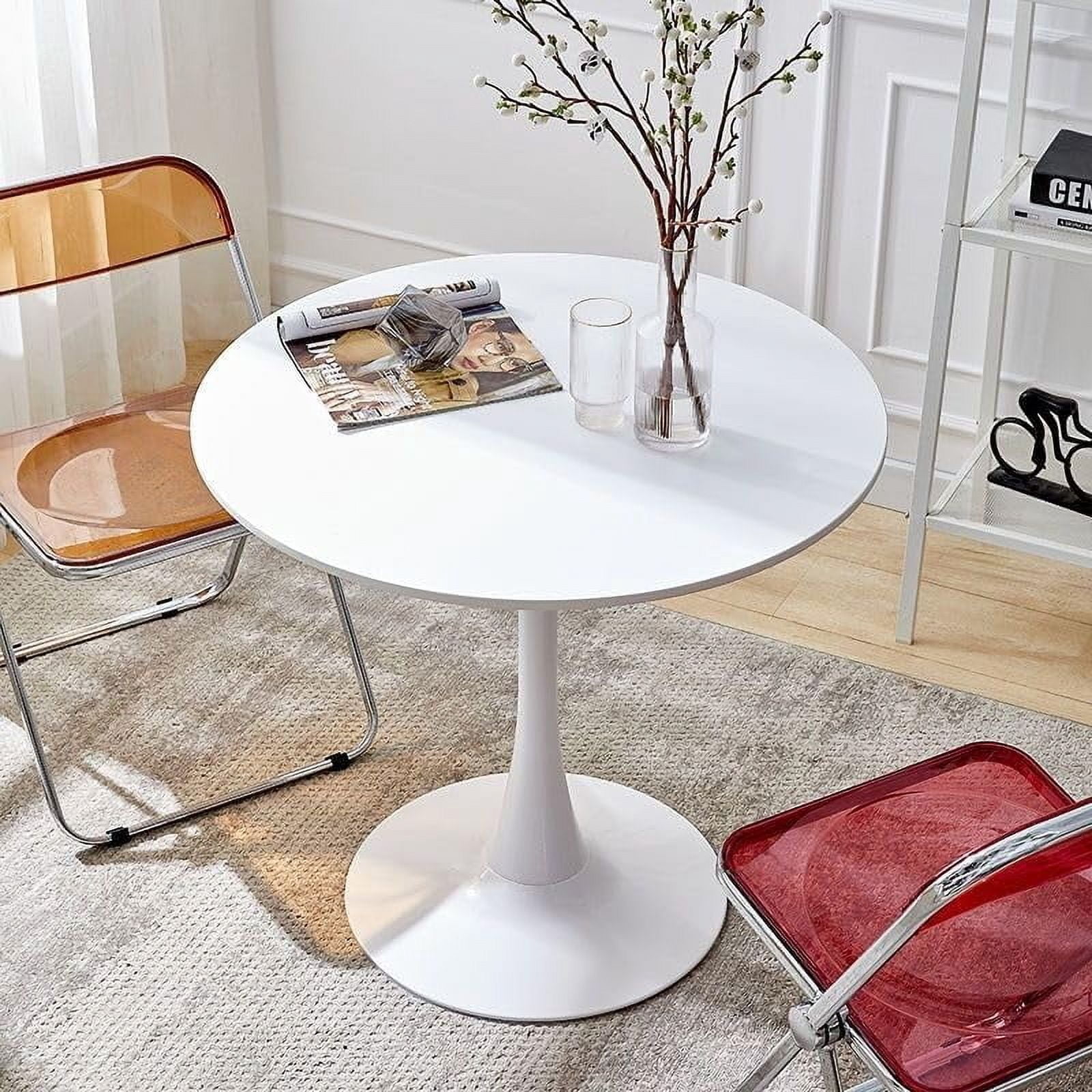 SoarFlash White Round Dining Table, 31.5" Tulip Kitchen Dining Table 2 ...