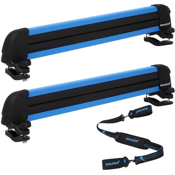 Soarify Ski Roof Rack, Universal Car Top Mount Ski and Snowboard Carrier, Holds 4 Pairs Skis or 2 Snowboards