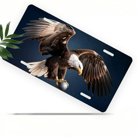 Soaring Bald Eagle Front License Plate, Metal License Plate, Funny Standard Plates Personalized Novelty Decorative For Men/Women/Boys/Girls Car 6×12 Inch