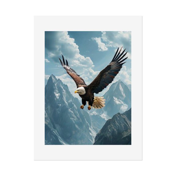 Soaring Bald Eagle Mountain Sky Poster Wall Art Decor 24x36 UNFRAMED