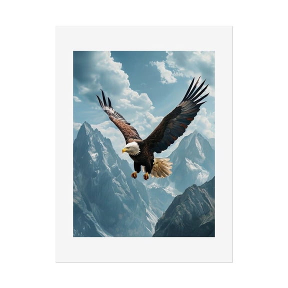 Soaring Bald Eagle Mountain Sky Poster Wall Art Decor 8x12 UNFRAMED