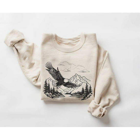 Soaring Bald Eagle Sweatshirt, Retro Animal Sweater, Vintage Style Wildlife Crewneck, Outdoor Adventure Pullover548 Tshirt All Size S-5XL