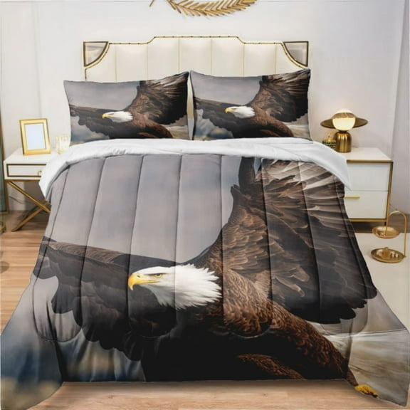 Soaring Eagle Comforter Set With 2 Pillowcases，3 Pcs Bedding For Adults Comforter Set For Bedroom Bed Decor Twin Size