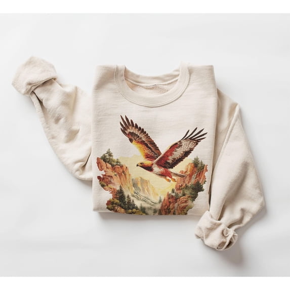 Soaring Eagle Over Rocky Canyon Waterfall Unisex Classic Sweatshirt, 50 ...
