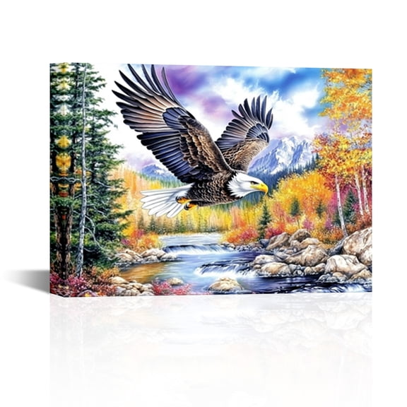 Soaring Eagle Poster Canvas Print Wall Art Holiday Gift Bathroom Living Room Bedroom Home Decor 18x24Inch(Unframed)