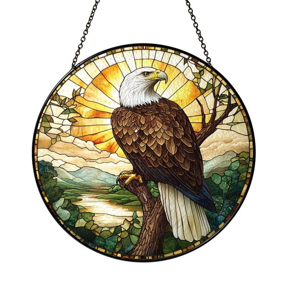 Soaring Eagle Stained Glass Window Hanging – Wildlife Decor