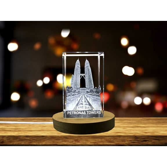 Soaring Elegance - Petronas Towers Immortalized in 3D Engraved Crystal A&B Crystal Collection