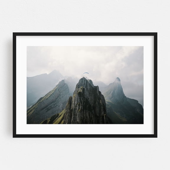 Soaring Heights - Switzerland Photography Mountain Nature Landscape Wilderness Scenic Black Framed Wall Art Print 5 x 7 inches