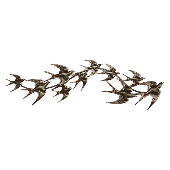 Soaring Metal Wall Art Topper | Natural Dark Bronze and Copper Earth Tones | Charming Textured Flying Sparrow | Hang Alone or Above A Doorway or Artwork | Indoor or Outdoor Covered Use