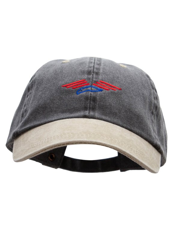Soaring Patriotic Eagle Embroidered Pigment Dyed Wash Caps - Black Khaki OSFM