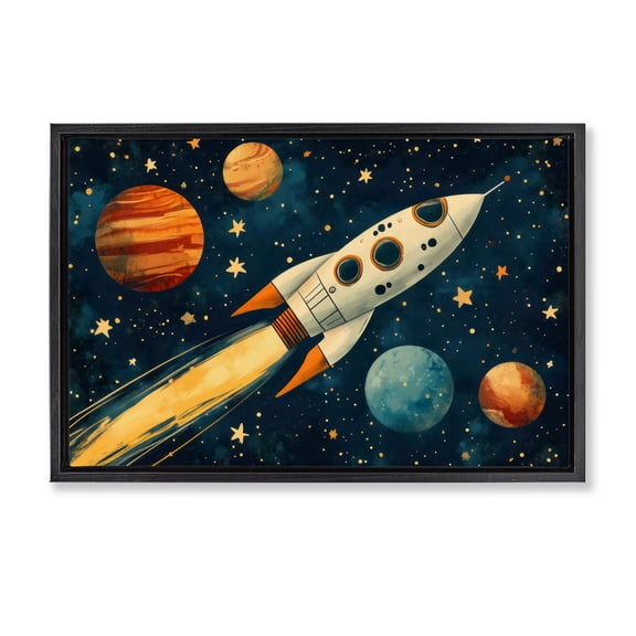 Stupell Industries Soaring Through Space Black Framed Floater Canvas Wall Art, design by Creative Studio, 17 x 25