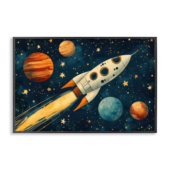 Stupell Industries Soaring Through Space Black Framed Giclee Art, design by Creative Studio, 12 x 18