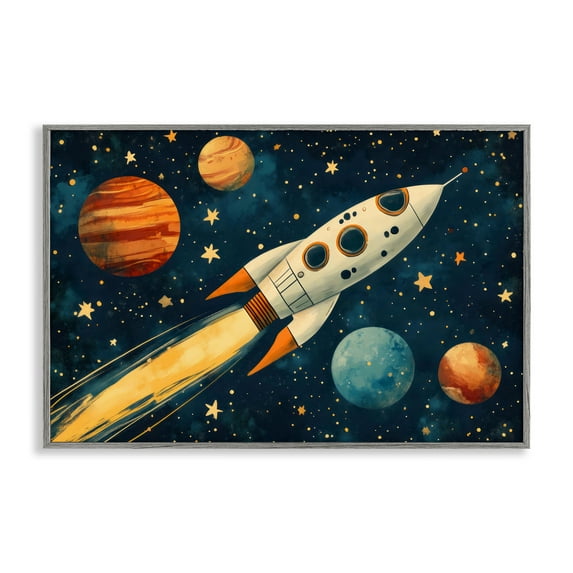 Stupell Industries Soaring Through Space Gray Framed Giclee Art, design by Creative Studio, 16 x 24