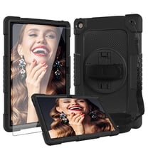 Soatuto 10.6" 3-Layer Protective Tablet Case with Tempered Glass Screen Protector, Black
