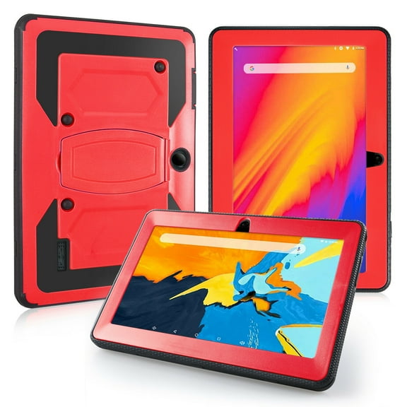 Soatuto For Dragon Touch Y88X Pro Y88X Plus Tablet Case , Lightweight Shockproof Rugged Case With KickStand For Haehne、YUNTAB Q88、ZONKO、SIXGO Kids 、INONI Kids 、Tagital、MEIZE、Pritom K7 Tablet 7" (Red)