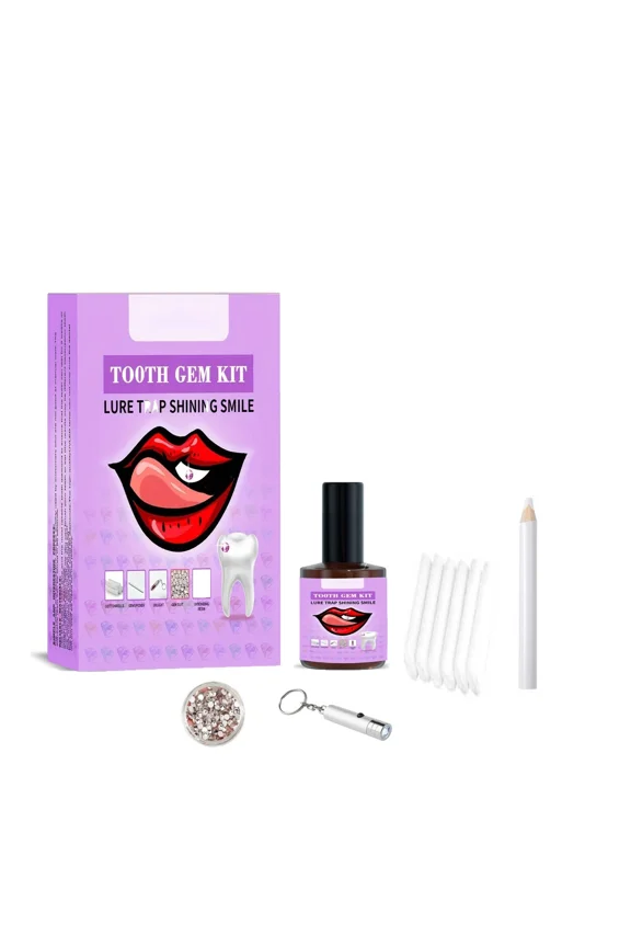 Tooth Gem Kit,Teeth Jewelry Kit with Glue and Light,Tooth Gems Kit for Teeth,Professional DIY Tooth Gem Kit,Fashionable Crystal for Teeth Sweet Smile Gems