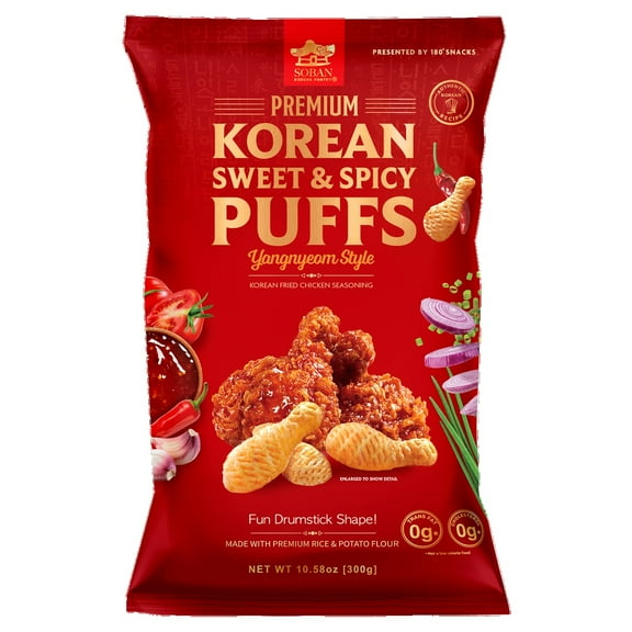 Soban Korean Pantry Premium Korean Sweet & Spicy Puffs, Yangnyeom Style, 10.58Oz