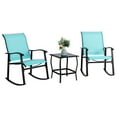 thumbnail image 1 of Sobaniilo 3-Piece Steel Outdoor Bistro Sets with Rocking Chair and Glass Table, Blue, 1 of 2