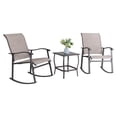 thumbnail image 1 of Sobaniilo 3 Piece Outdoor Rocking Bistro Set, Textilene Fabric Rocking Chair Set with Glass Table, for Lawn, Garden, Balcony, Poolside (Taupe), 1 of 9
