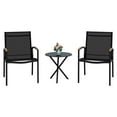 thumbnail image 1 of Sobaniilo 3 Pcs Steel Outdoor Bistro Sets with Porch Chairs and Coffee Table, Black, 1 of 7