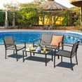thumbnail image 1 of Sobaniilo 4 Pieces Patio Furniture Set Textilene Conversation Set Bistro Set for Lawn and Balcony, Brown, 1 of 7