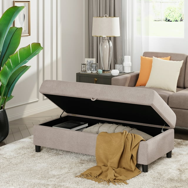 Sobaniilo 45” Hinged Storage Ottoman Bench, Entryway Bench, Storage