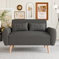 thumbnail image 1 of Sobaniilo 47" Small Modern Loveseat Sofa, Mid Century Linen Fabric 2-Seat Sofa Couch Tufted Love Seat with Back Cushions and Tapered Wood Legs for Living Room, Bedroom and Small Space (Dark Gray), 1 of 8