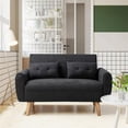 thumbnail image 1 of Sobaniilo 47" Small Modern Loveseat Sofa, Mid Century Linen Fabric 2-Seat Sofa Couch Tufted Love Seat with Back Cushions and Tapered Wood Legs for Living Room, Bedroom and Small Space (Black), 1 of 8