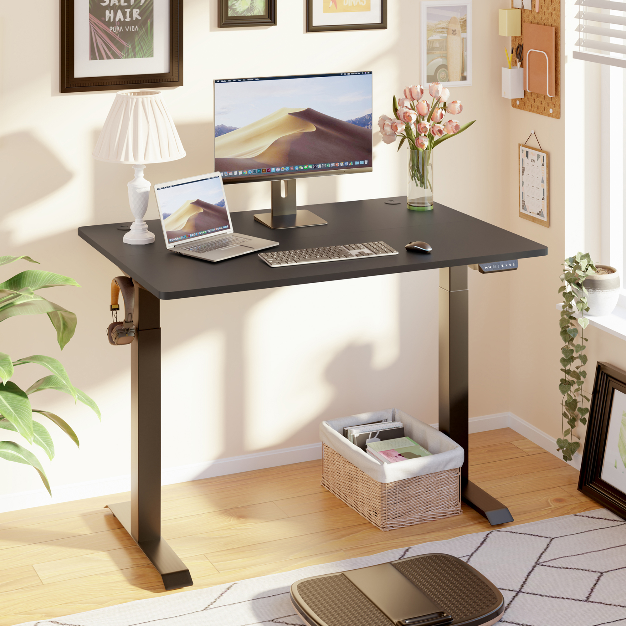 Sobaniilo 48" x 24" Electric Standing Desk with Splice Board, Black - image 1 of 7