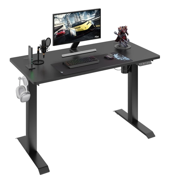 Sobaniilo 48" x 24" Home Office Electric Height Adjustable Standing Desk with Memory Control, Black Frame + Black Top