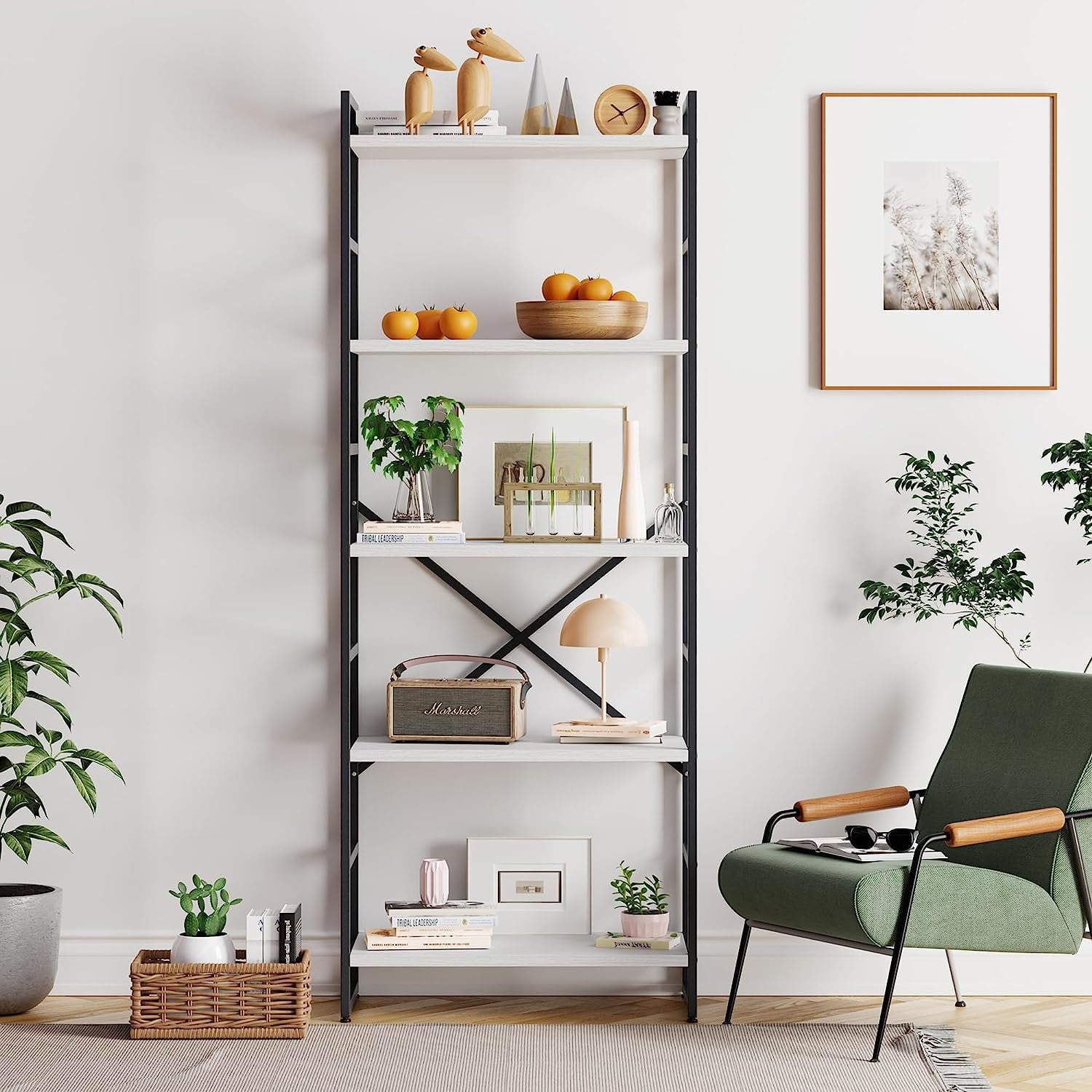Sobaniilo 5 Tier Bookshelf Free Standing Bookcase Organizer