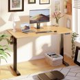 thumbnail image 1 of Sobaniilo 55'' x 24'' Electric Height Adjustable Standing Desk, Home Office Sit Stand Desk  Stand Up Computer Workstation (Black Frame + Bamboo Top), 1 of 7