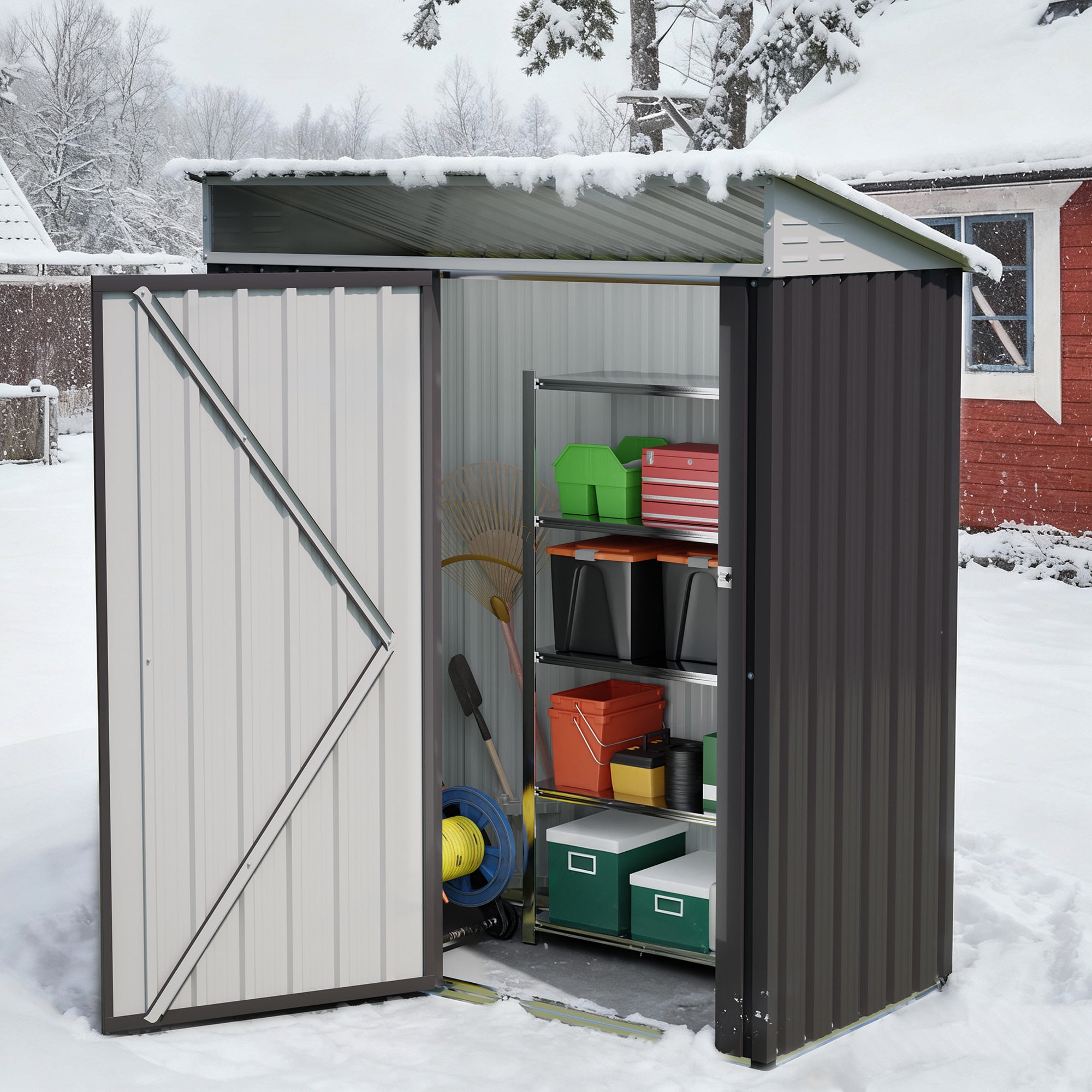 Sobaniilo 5x3x6FT Outdoor Storage Shed Clearance with Lockable