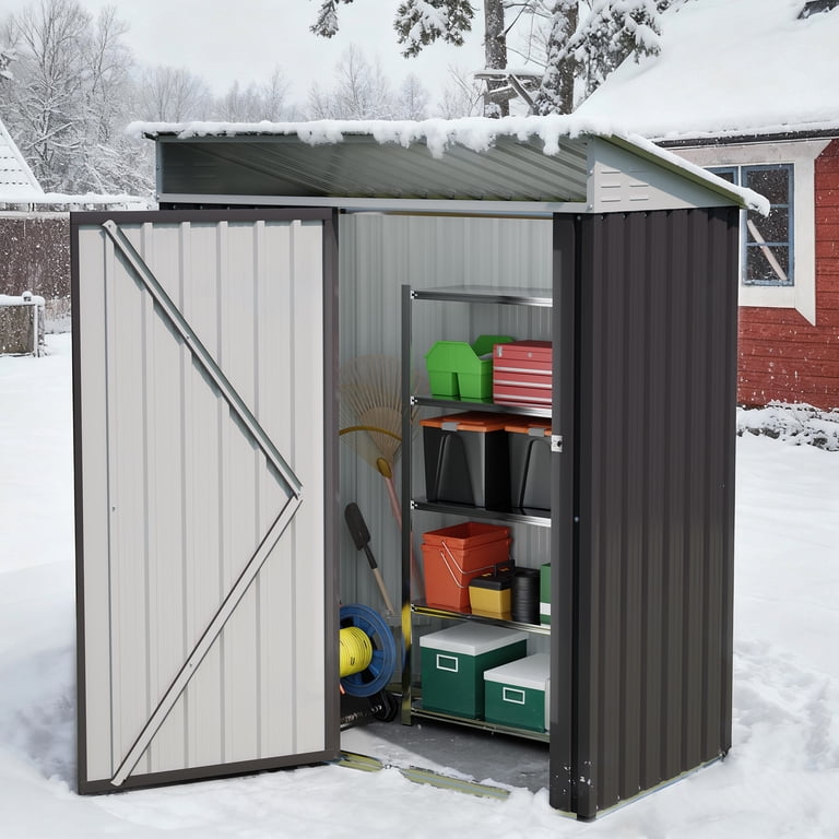 Sobaniilo 5x3x6FT Outdoor Steel Storage Shed, Lockable, Waterproof