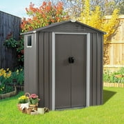 Sobaniilo 5x3x6FT Outdoor Storage Shed Clearance with Lockable Door Metal Garden Shed Steel Anti-Corrosion Storage House Waterproof Tool Shed (Gray)